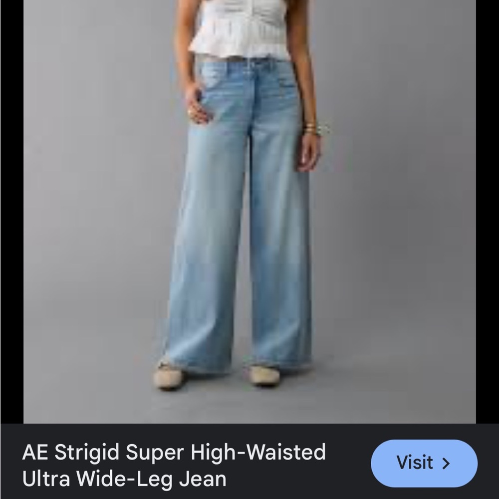 American Eagle super high-rise baggy wide leg jeans bright indigo NWT